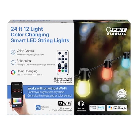 Feit Electric Feit Smart Home LED String Lights Multicolored 24 ft. 12 lights LVSL24-12RGBWAG